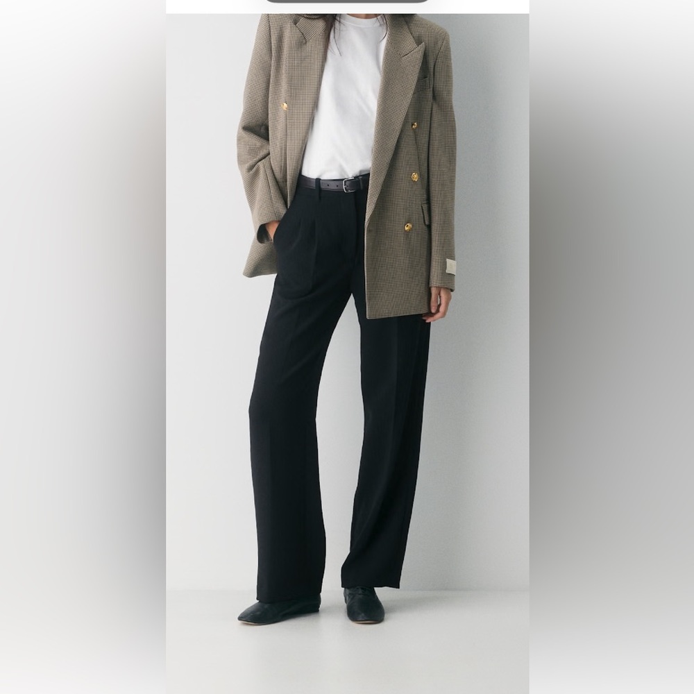ARITZIA WILFRED “EFFORTLESS” PANT HIGH RISE WIDE LEG BLACK TROUSER PLEAT SIZE 10